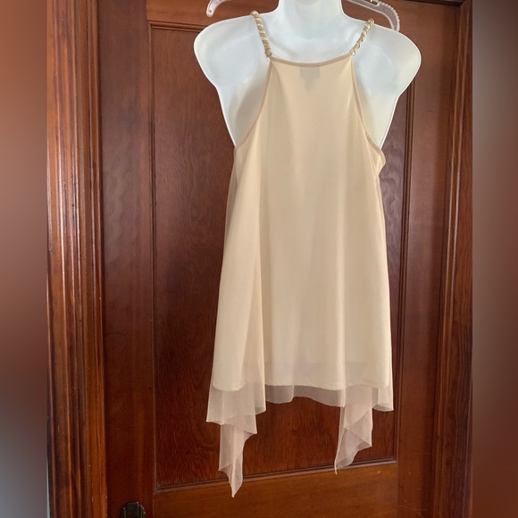 Ai Authentic Icon faux leather on chiffon Boho Tank Style Tunic Top - Picture 2 of 3